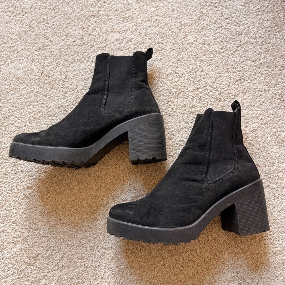 Topshop Black Chunky Heeled Boots